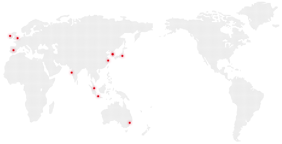 페퍼저축은행 호주, 한국, 중국, 홍콩, 영국, 아일랜드, 스페인 지도